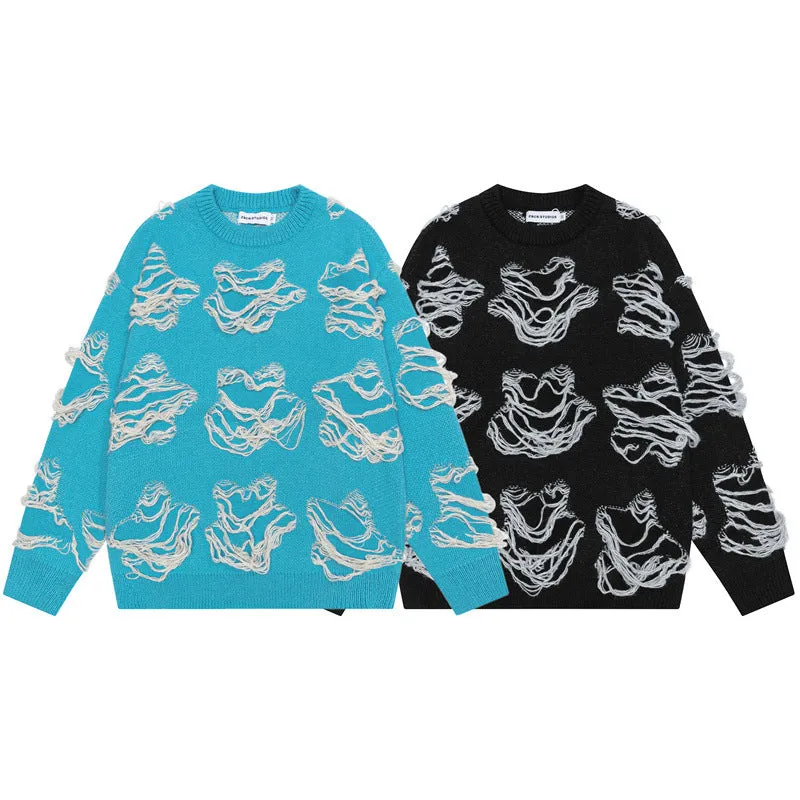 Pulled | Fringe Pattern Loose Jumper