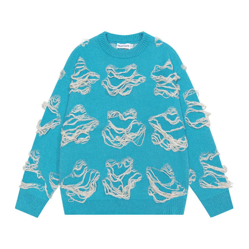Pulled | Fringe Pattern Loose Jumper