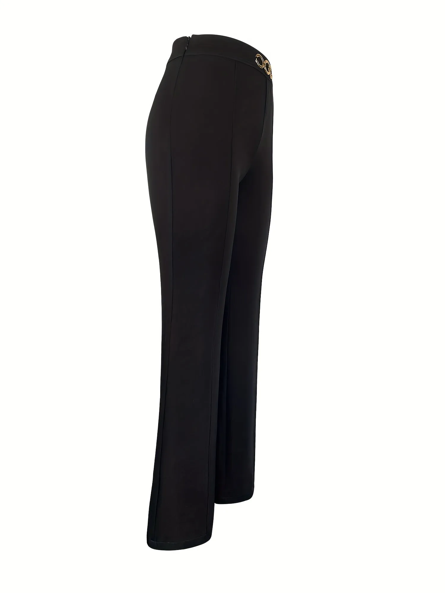 realaiot  Solid Flare Leg Pants, Casual High Waist Pants For Spring & Fall, Women's Clothing