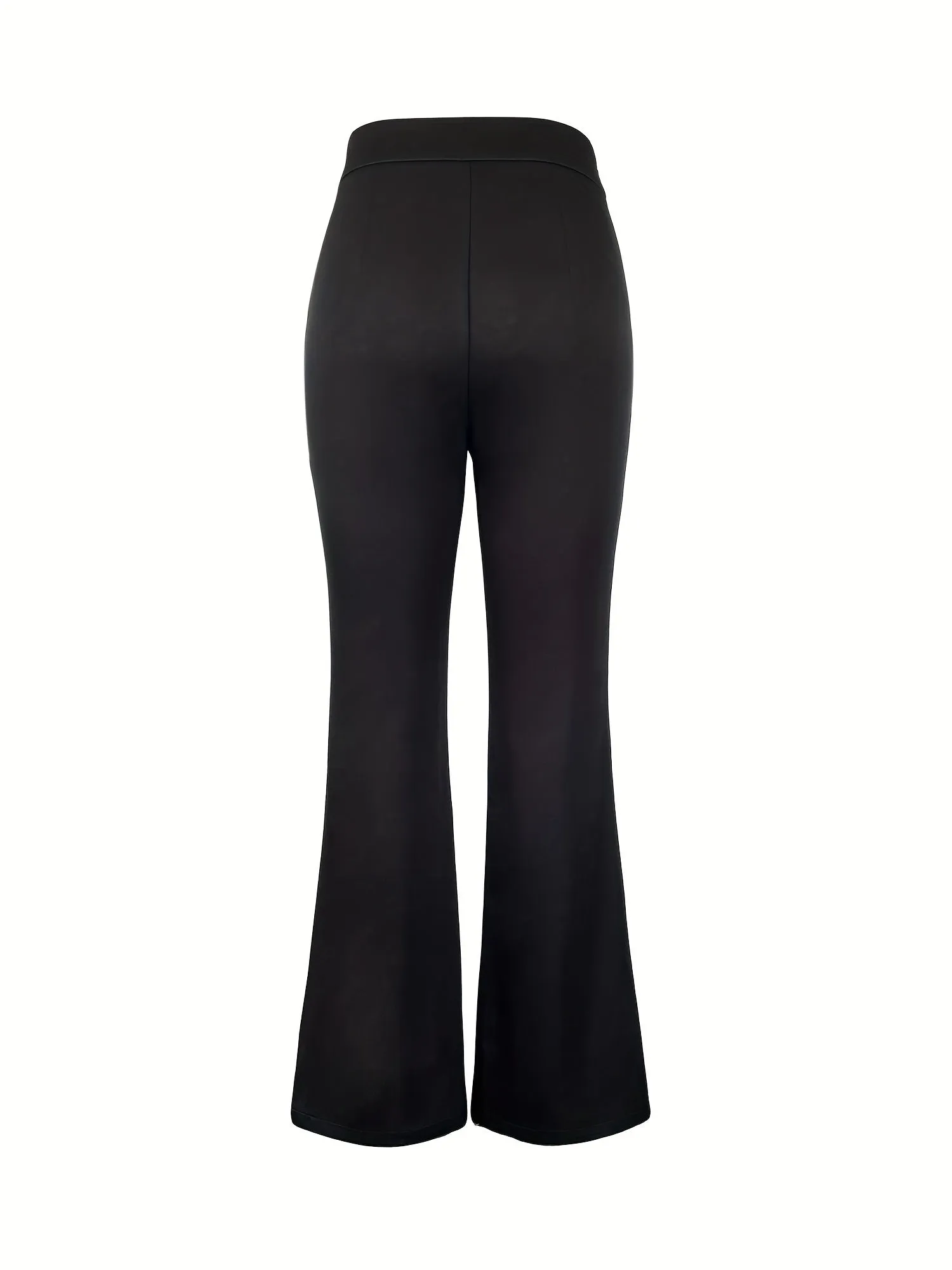 realaiot  Solid Flare Leg Pants, Casual High Waist Pants For Spring & Fall, Women's Clothing
