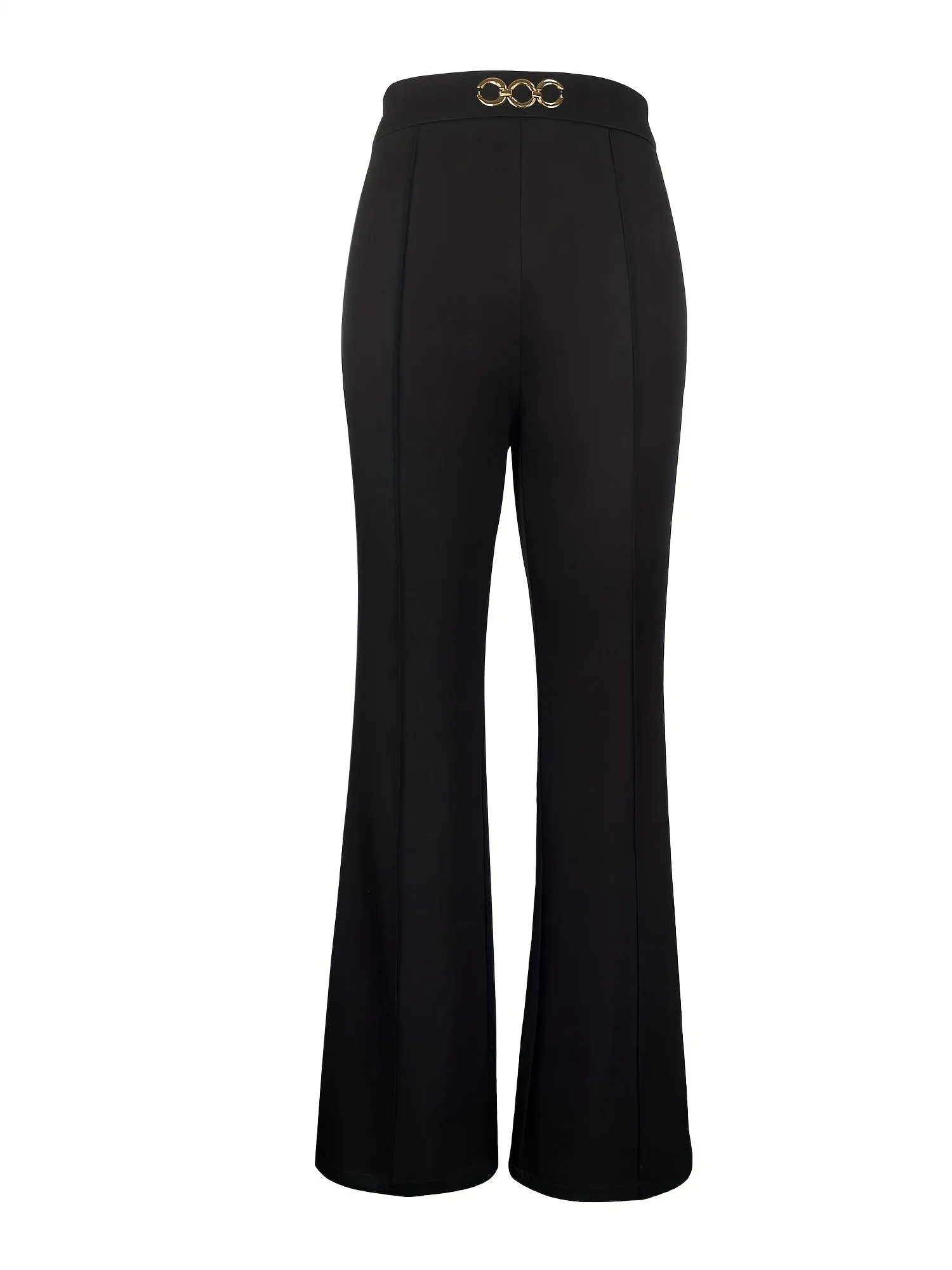 realaiot  Solid Flare Leg Pants, Casual High Waist Pants For Spring & Fall, Women's Clothing