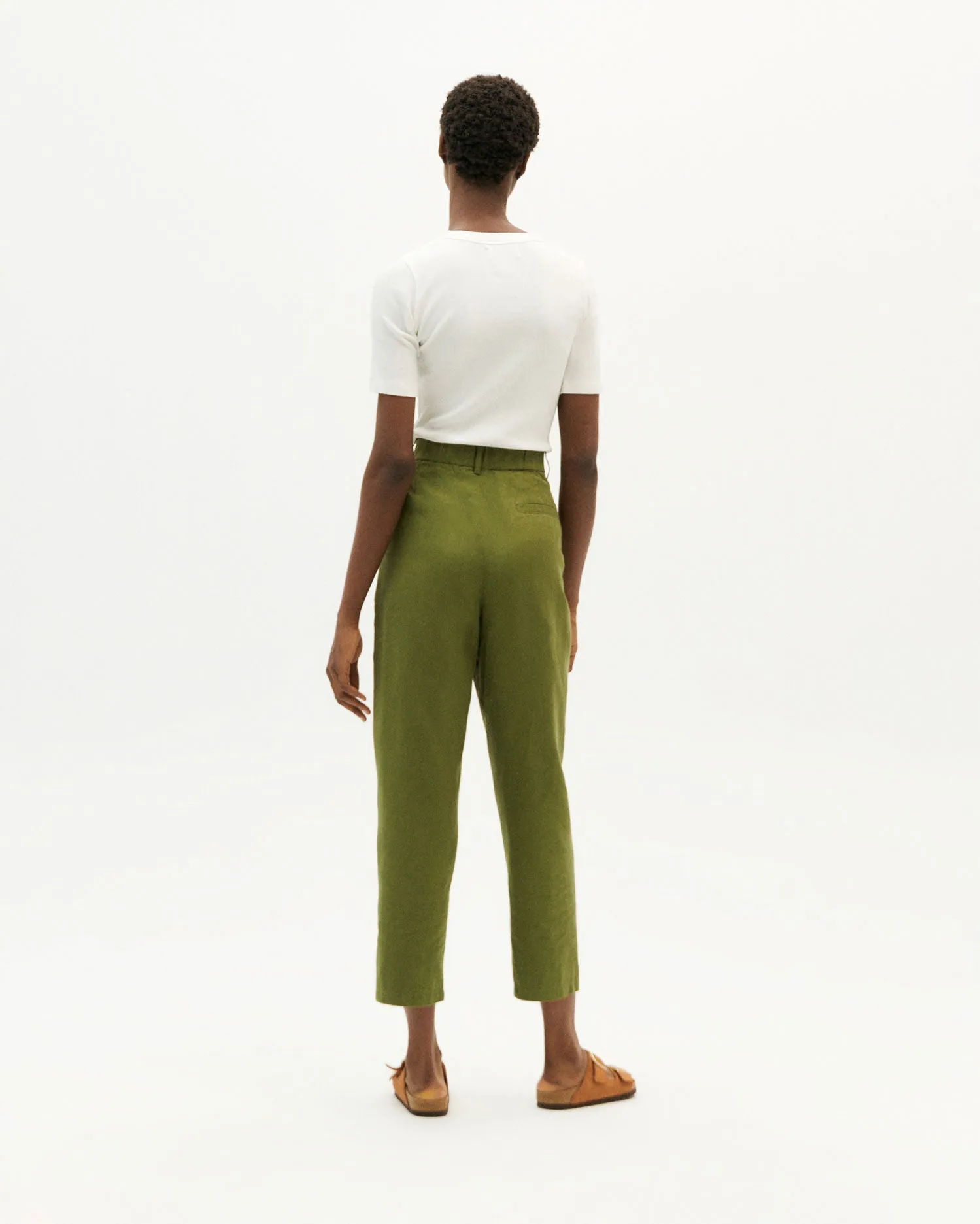 Rina Green pants - hemp and cotton - Thinking Mu