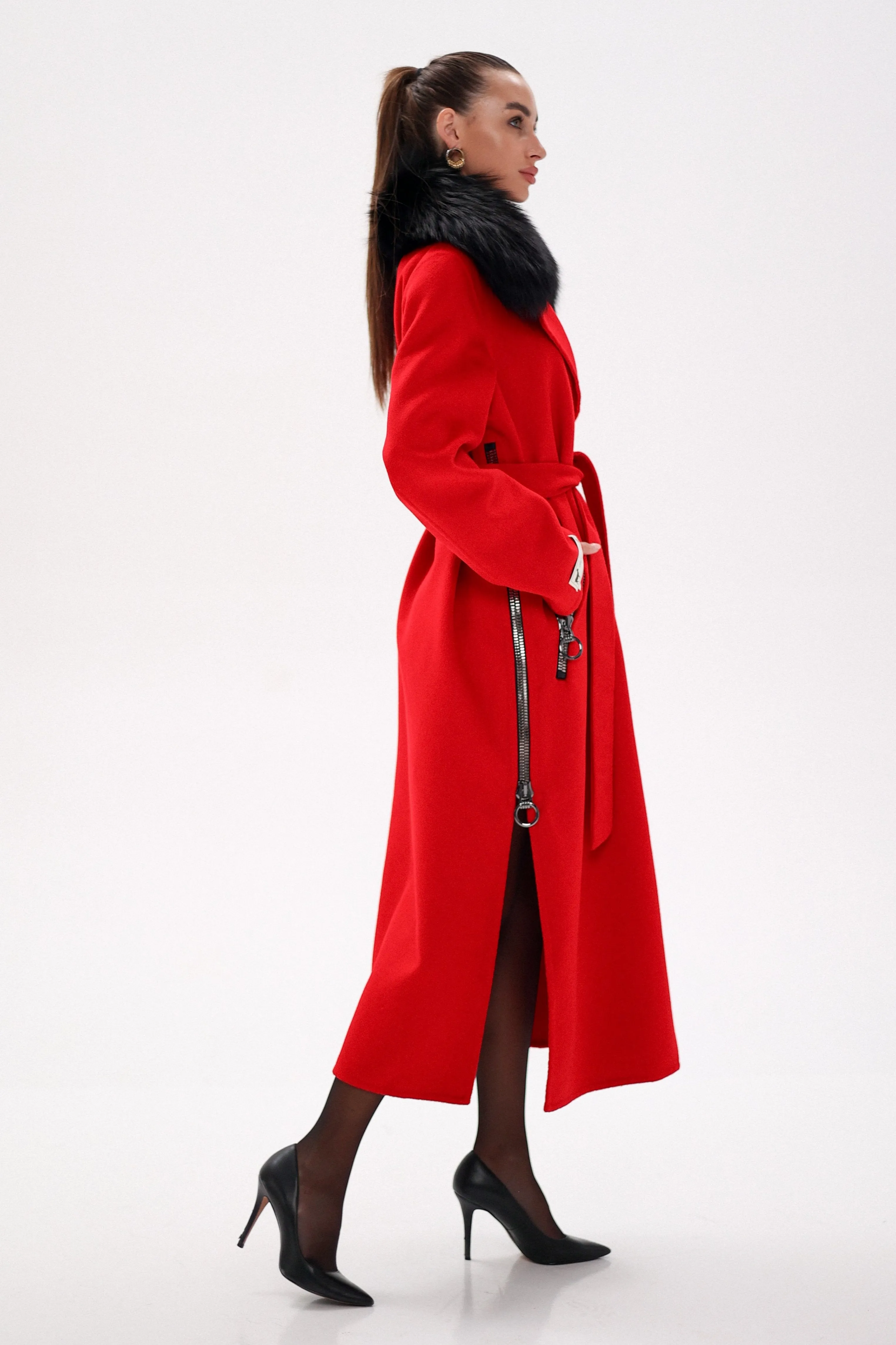 Saga®Furs Silver Fox Wool Alpaca Coat