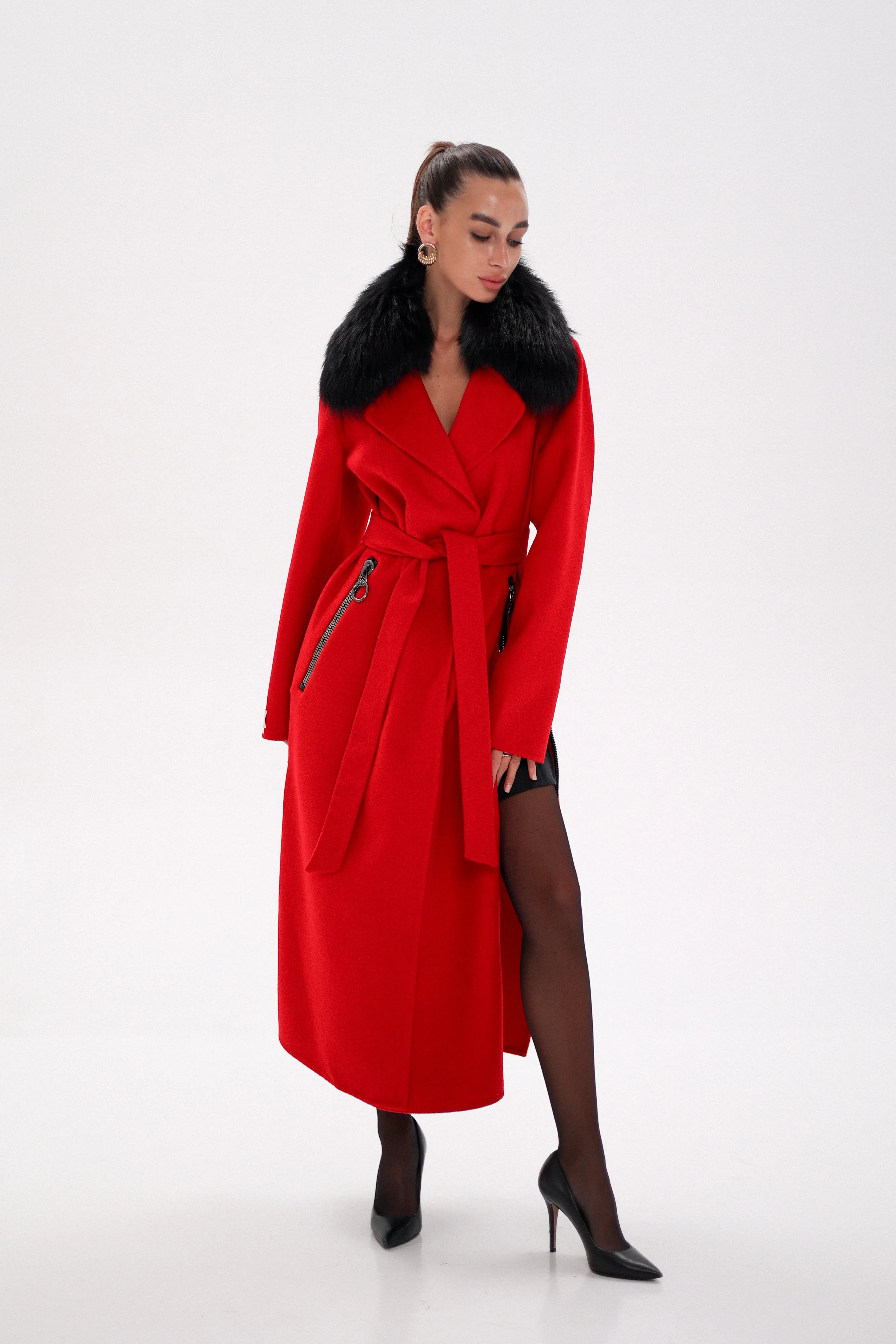 Saga®Furs Silver Fox Wool Alpaca Coat