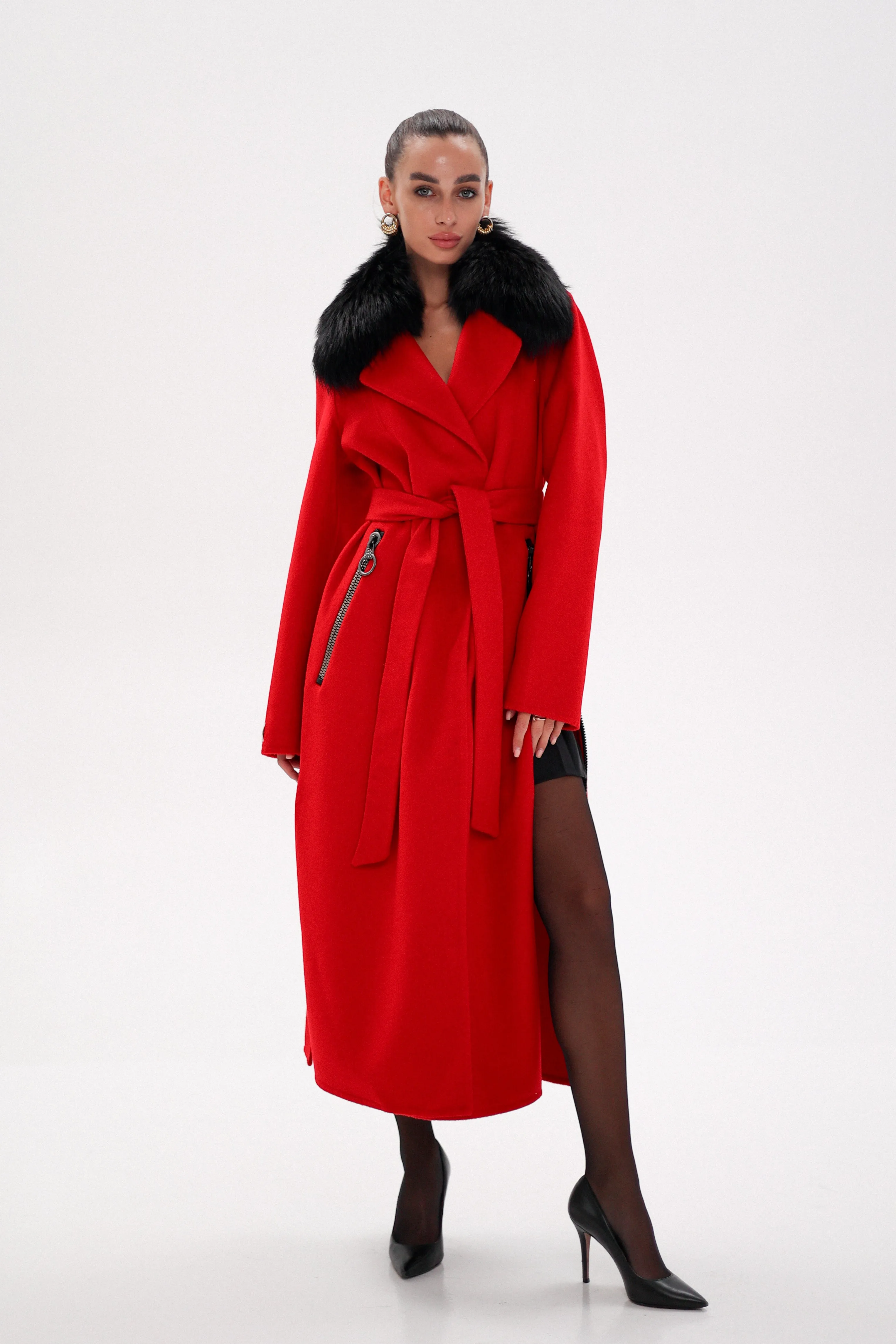 Saga®Furs Silver Fox Wool Alpaca Coat