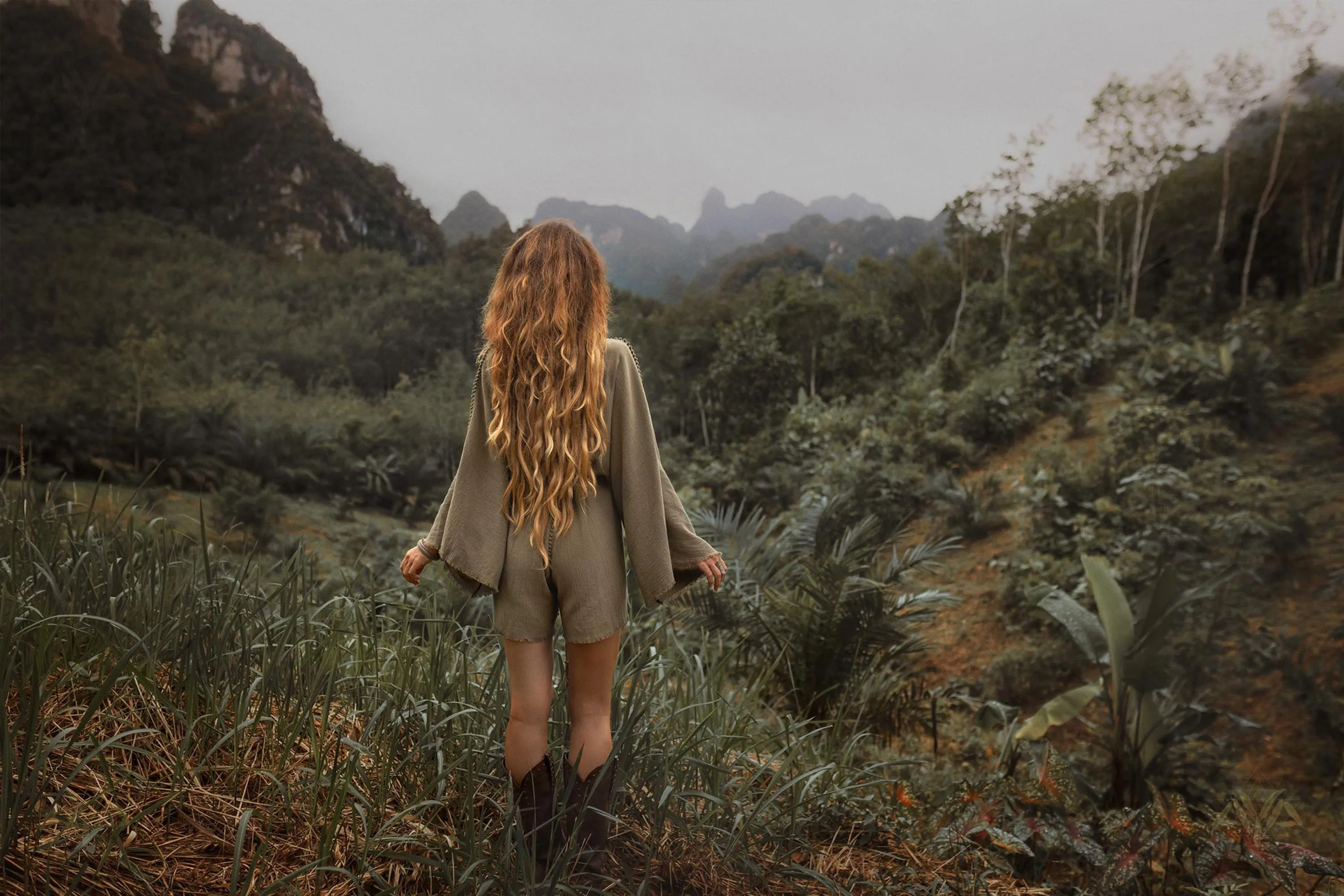 Sage Green Hand Knotted Jumpsuit • Mini Organic Jumpsuit • Romper Dress