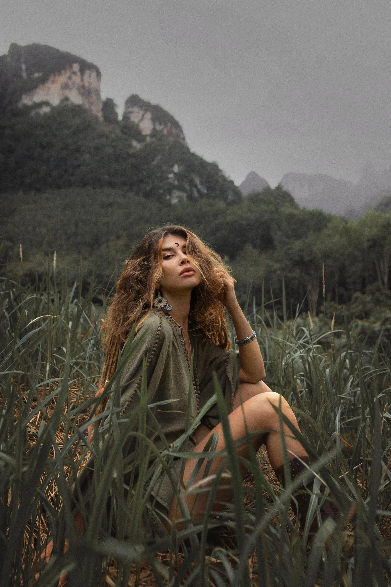 Sage Green Hand Knotted Jumpsuit • Mini Organic Jumpsuit • Romper Dress