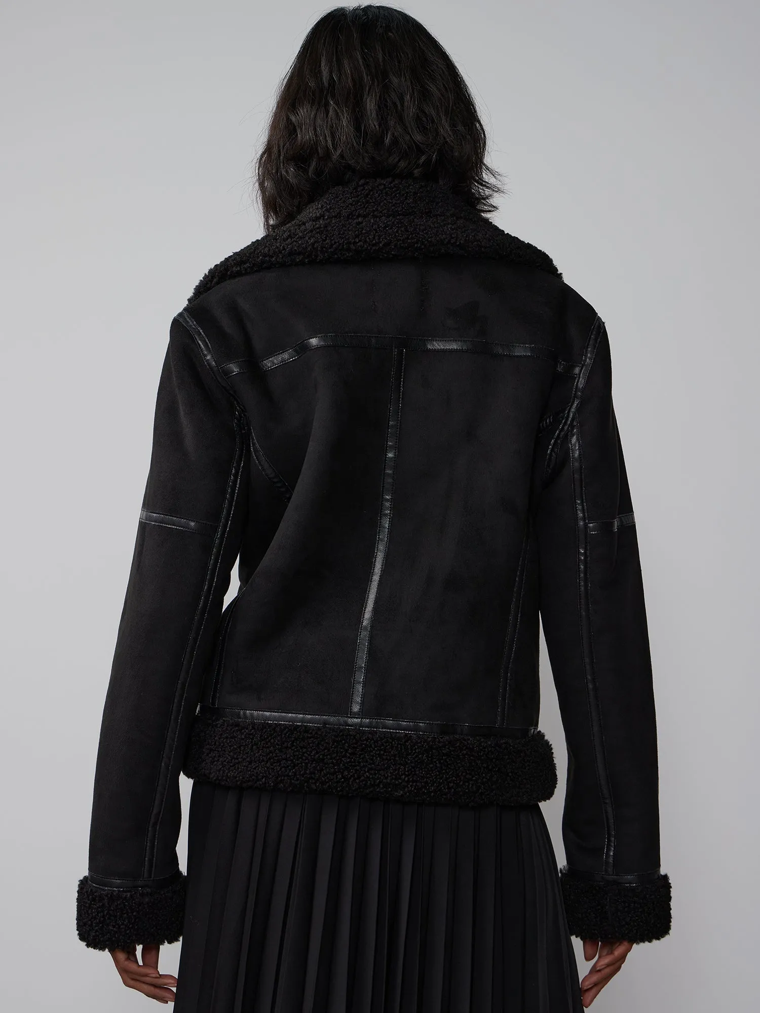Sherpa Lined Suede Moto Jacket