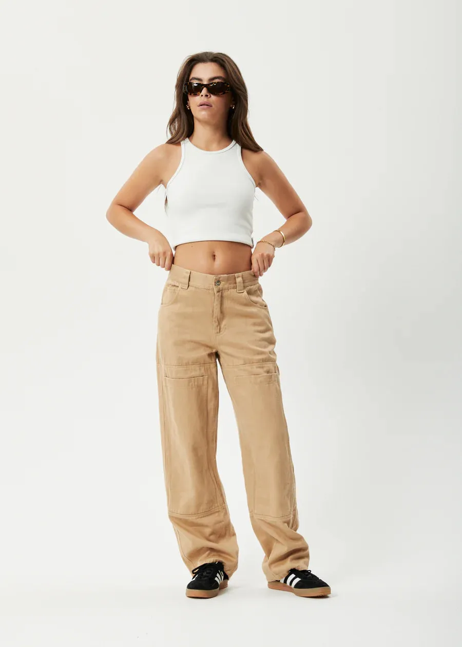 SLEEPY HOLLOW MOSS HEMP TWILL CARPENTER PANTS | TAN