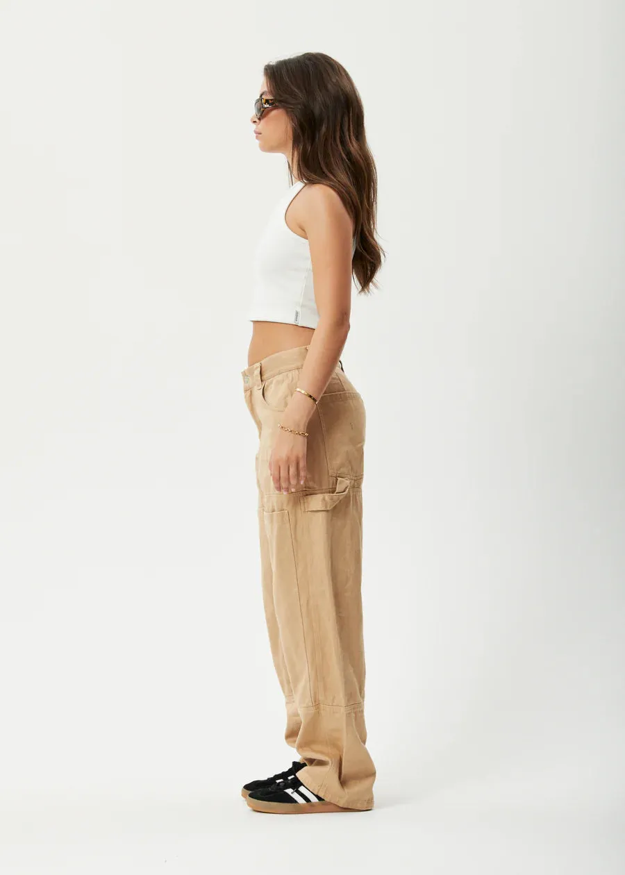 SLEEPY HOLLOW MOSS HEMP TWILL CARPENTER PANTS | TAN