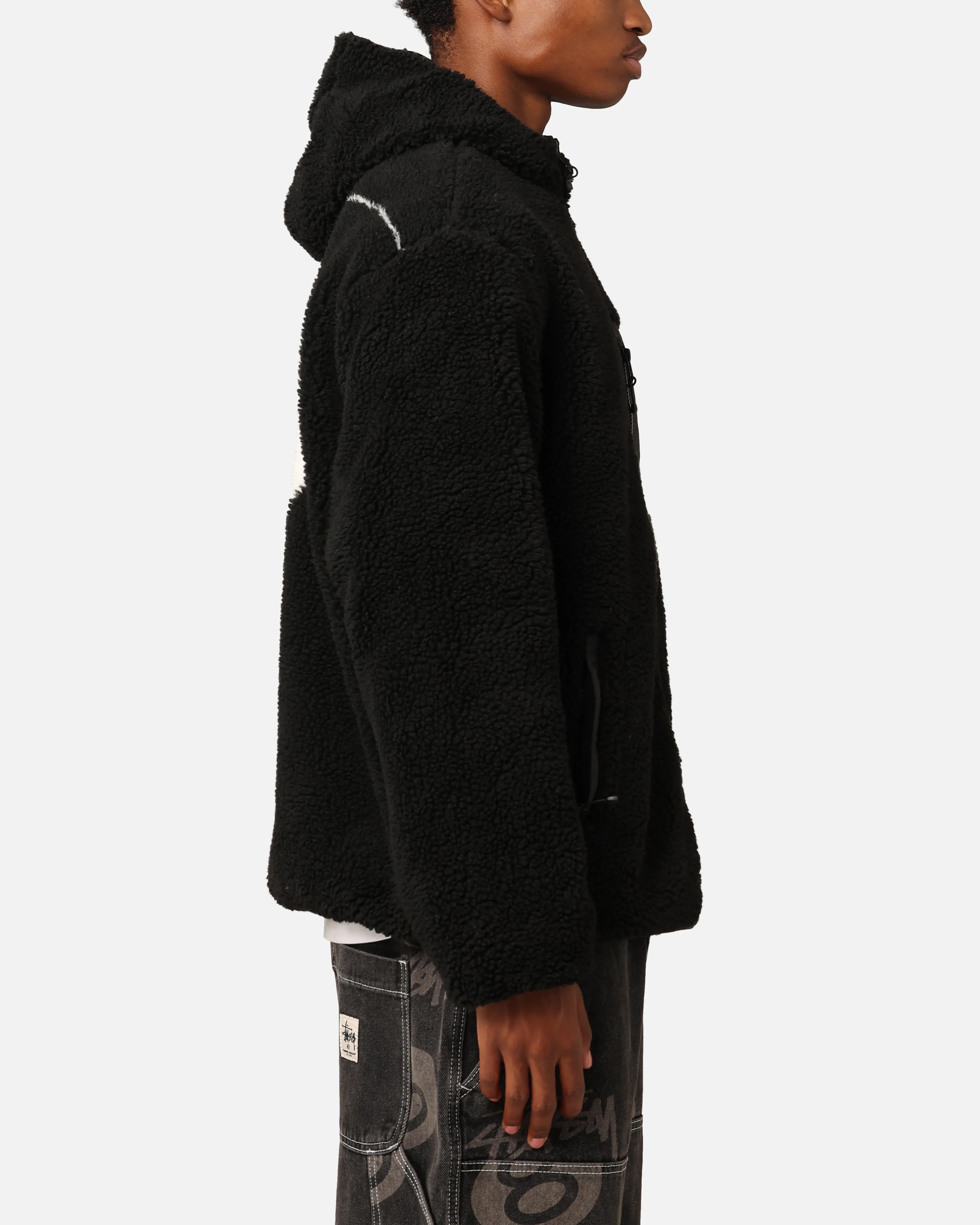 Stüssy 8 Ball Sherpa Reversible Hoodie Black