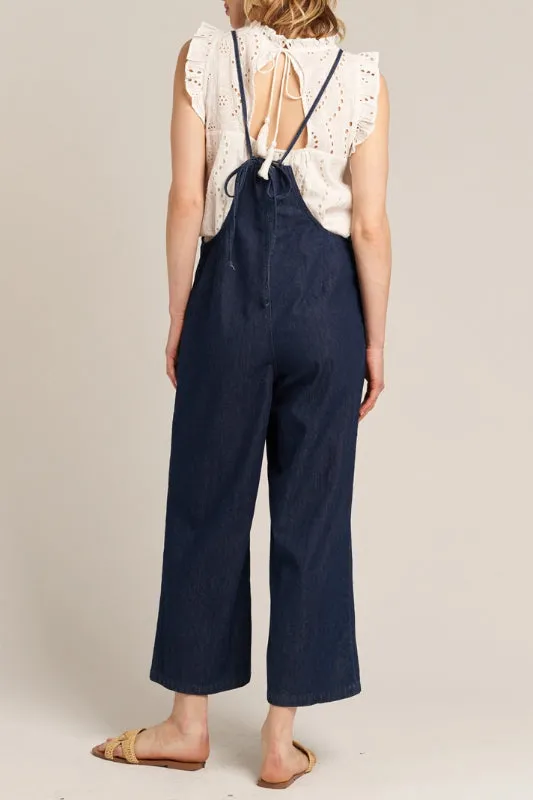 talia romper - dark denim