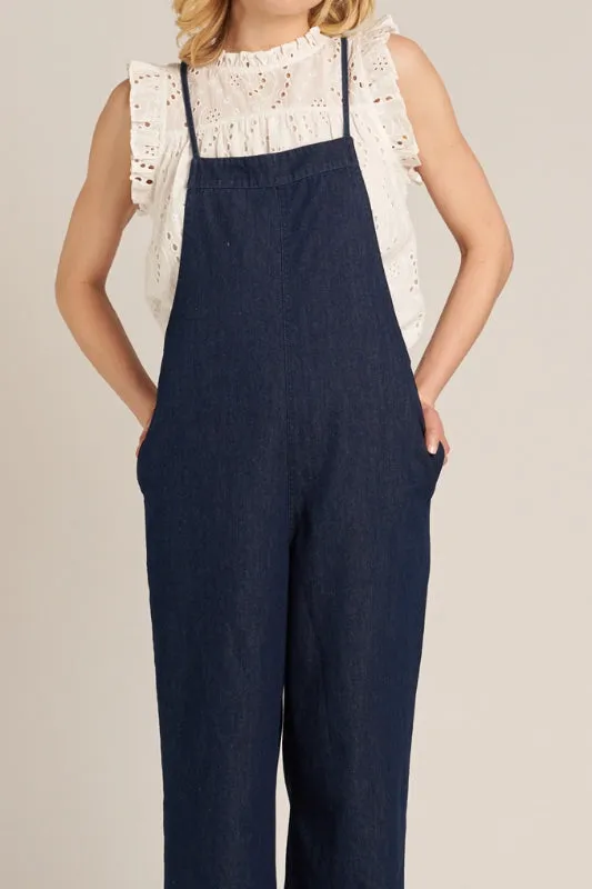 talia romper - dark denim