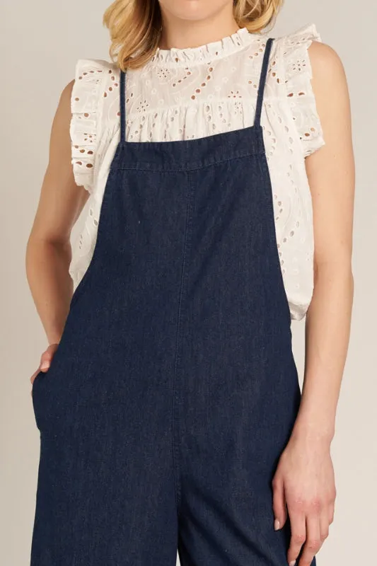 talia romper - dark denim