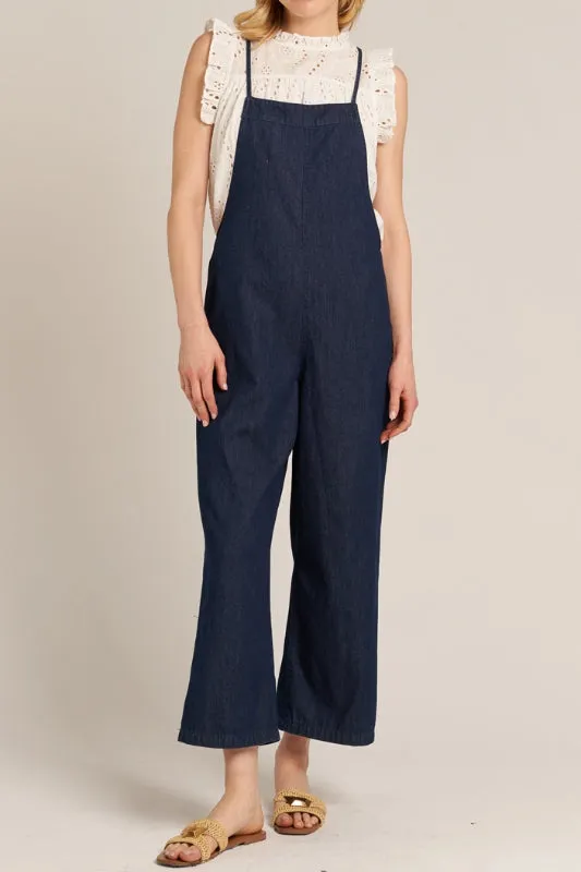 talia romper - dark denim