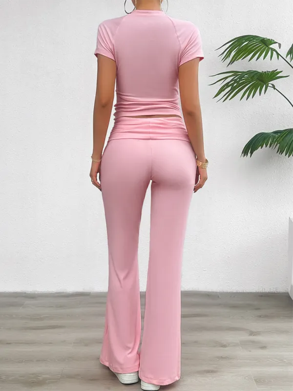Tee & Wide Waistband Palazzo Pants for Sportswear