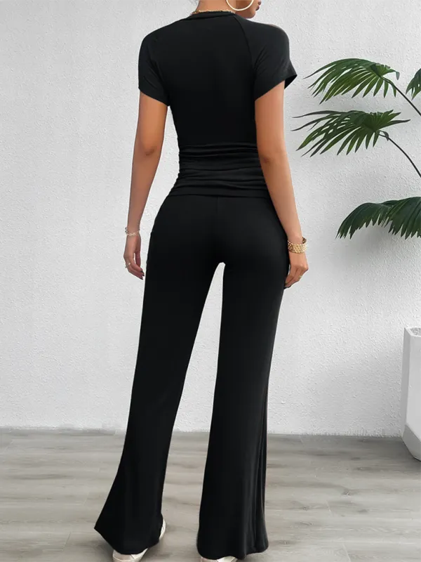 Tee & Wide Waistband Palazzo Pants for Sportswear