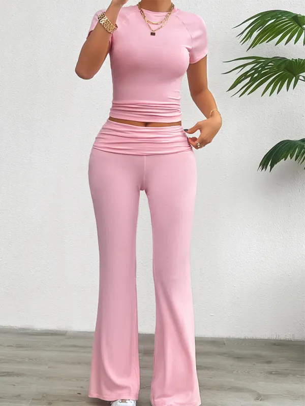 Tee & Wide Waistband Palazzo Pants for Sportswear