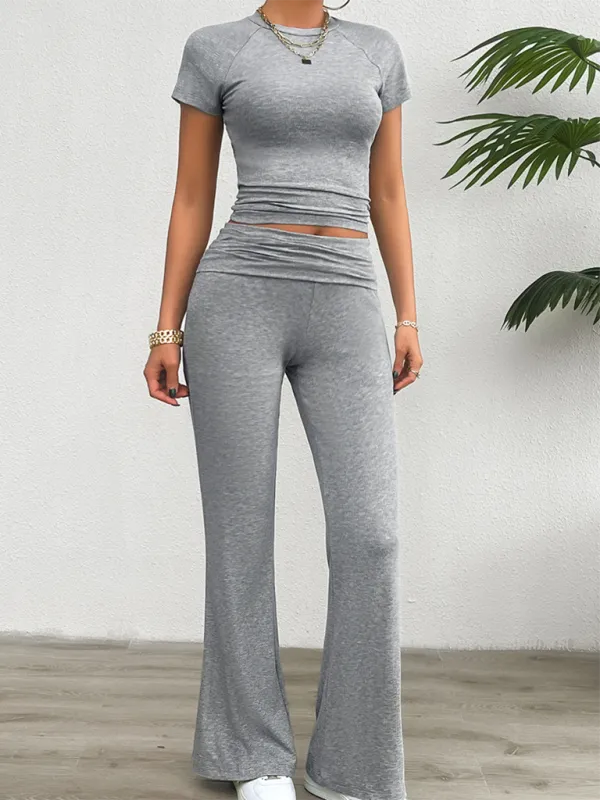 Tee & Wide Waistband Palazzo Pants for Sportswear
