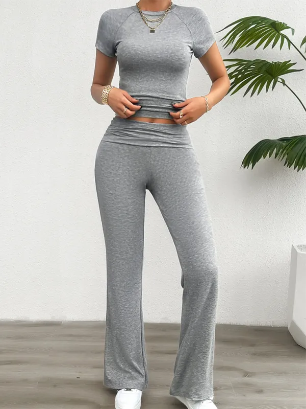 Tee & Wide Waistband Palazzo Pants for Sportswear