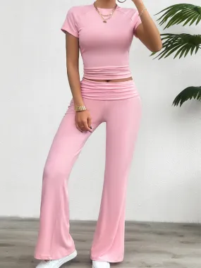Tee & Wide Waistband Palazzo Pants for Sportswear