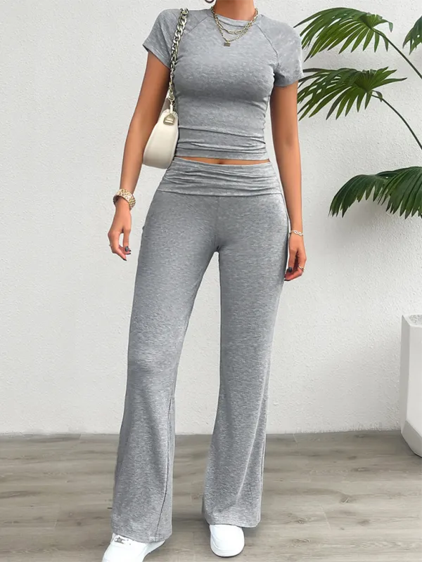 Tee & Wide Waistband Palazzo Pants for Sportswear