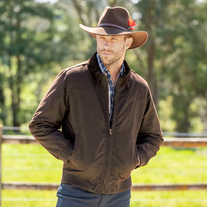 Thomas Cook Men's Oilskin Bomber Jacket Rustic Mulch