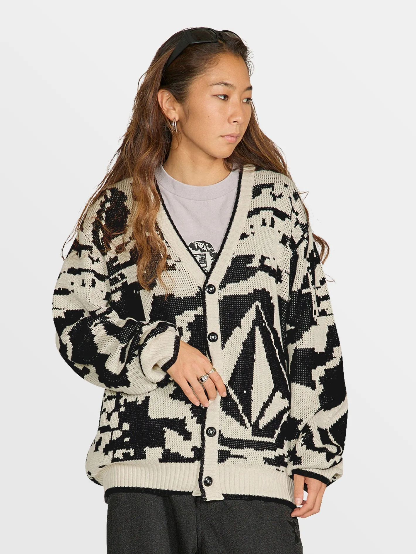 Tokyo True Collage Cardigan - Dirty White