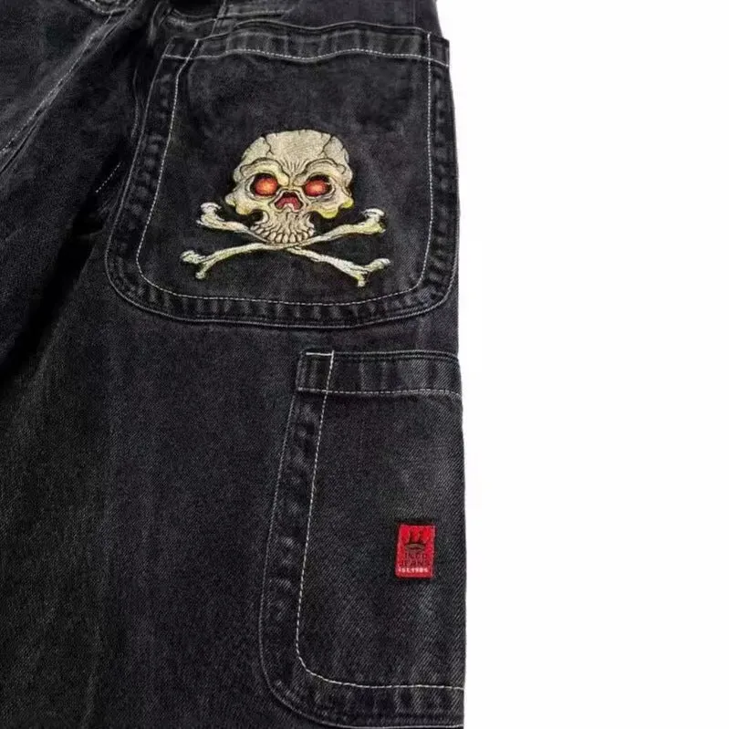 Toleet 90s Harajuku style streetwear Loose Jeans Men's and Women's Vintage Embroidered Hip Hop Gothic Streetwear Jeans