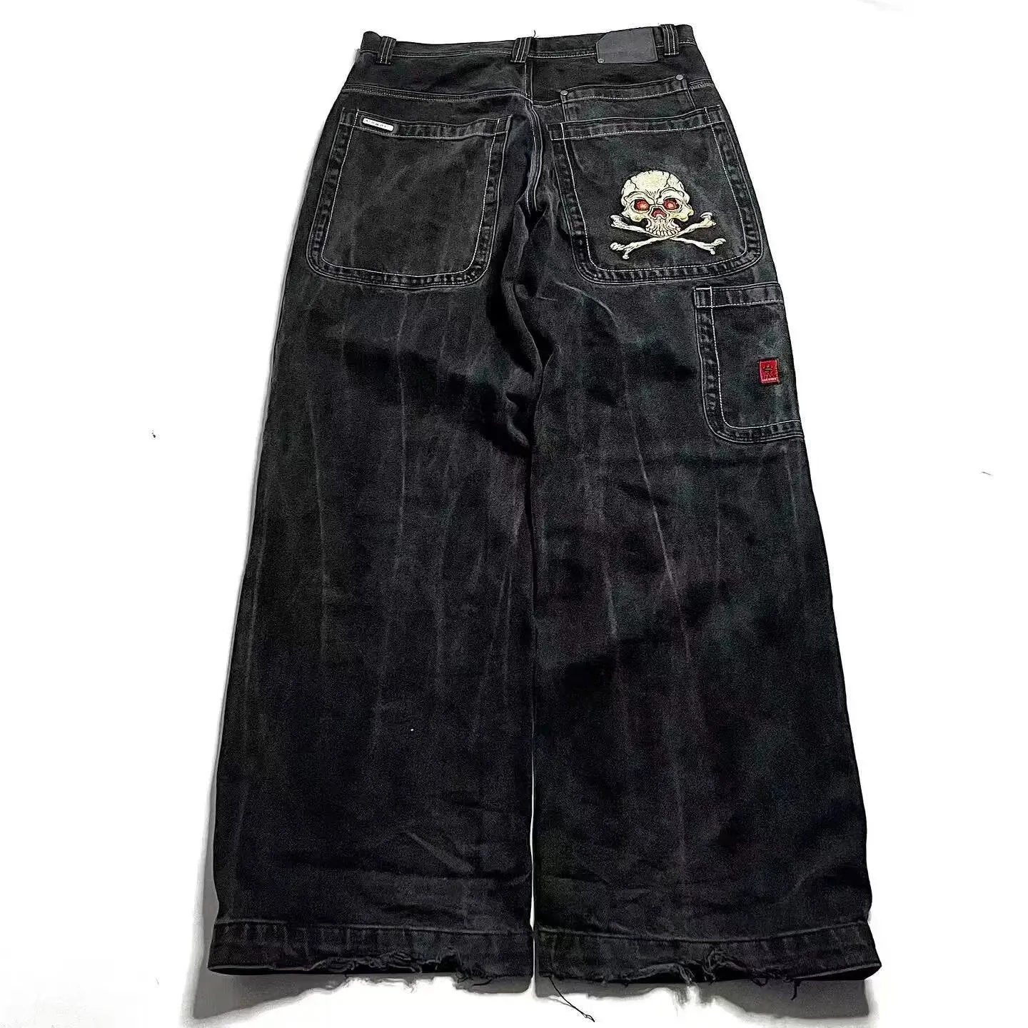 Toleet 90s Harajuku style streetwear Loose Jeans Men's and Women's Vintage Embroidered Hip Hop Gothic Streetwear Jeans