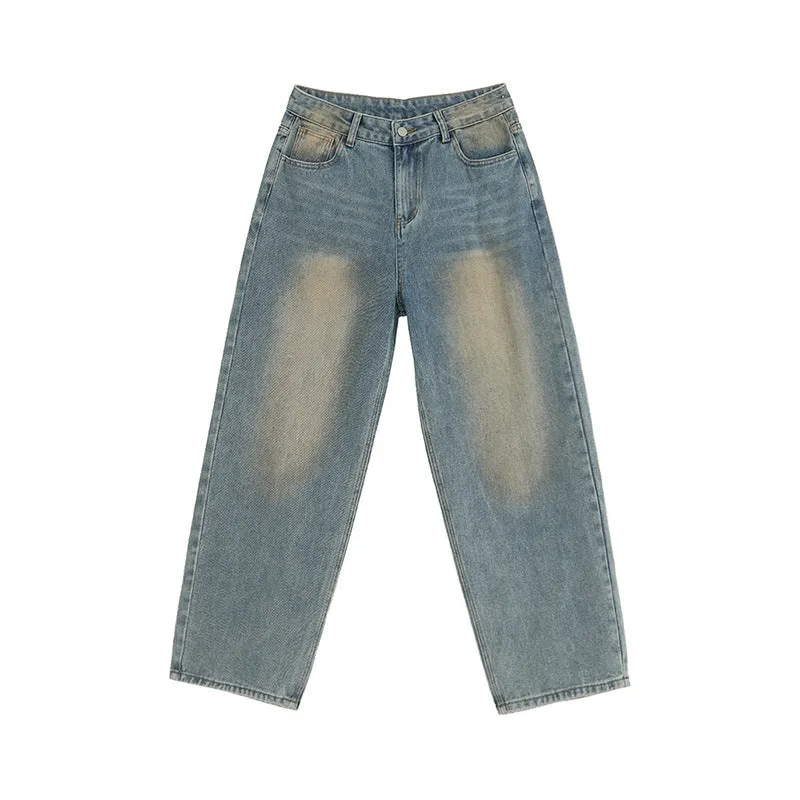 Toleet street fashion men streetwear Jeans Men's Autumn Loose Wide Leg Long Pants Korean Style Trendy Straight Mop Pants