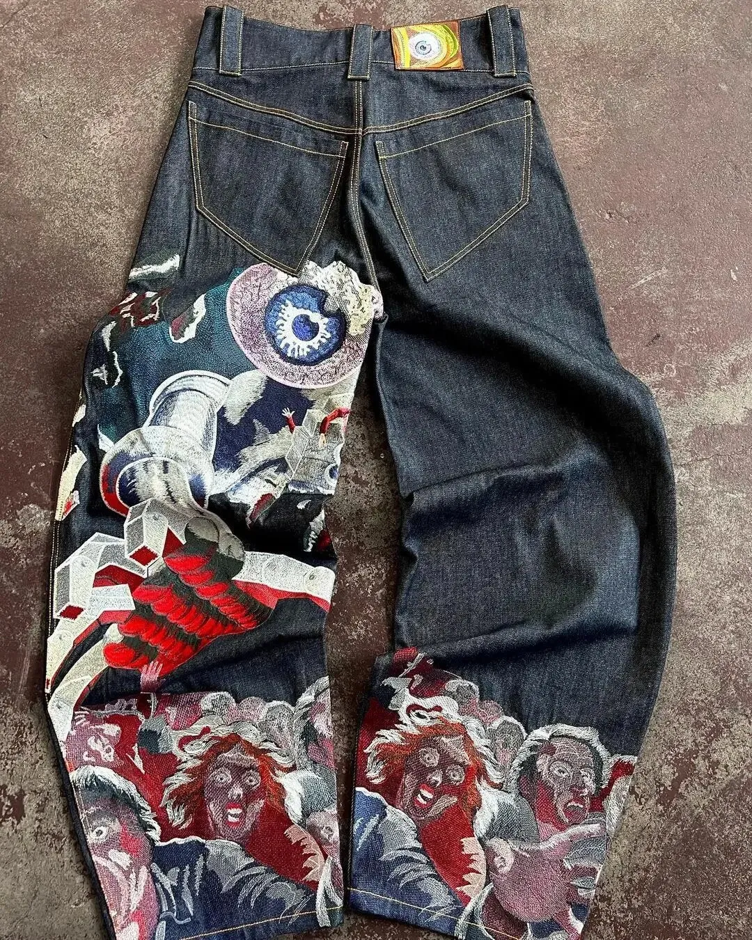 Toleet y2k men's and women's Jeans Streetwear Harajuku Hip Hop Retro Neo-Gothic Loose Jeans