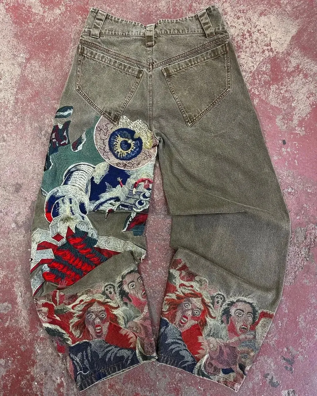 Toleet y2k men's and women's Jeans Streetwear Harajuku Hip Hop Retro Neo-Gothic Loose Jeans
