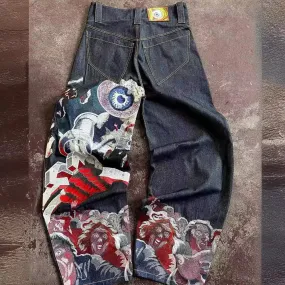 Toleet y2k men's and women's Jeans Streetwear Harajuku Hip Hop Retro Neo-Gothic Loose Jeans