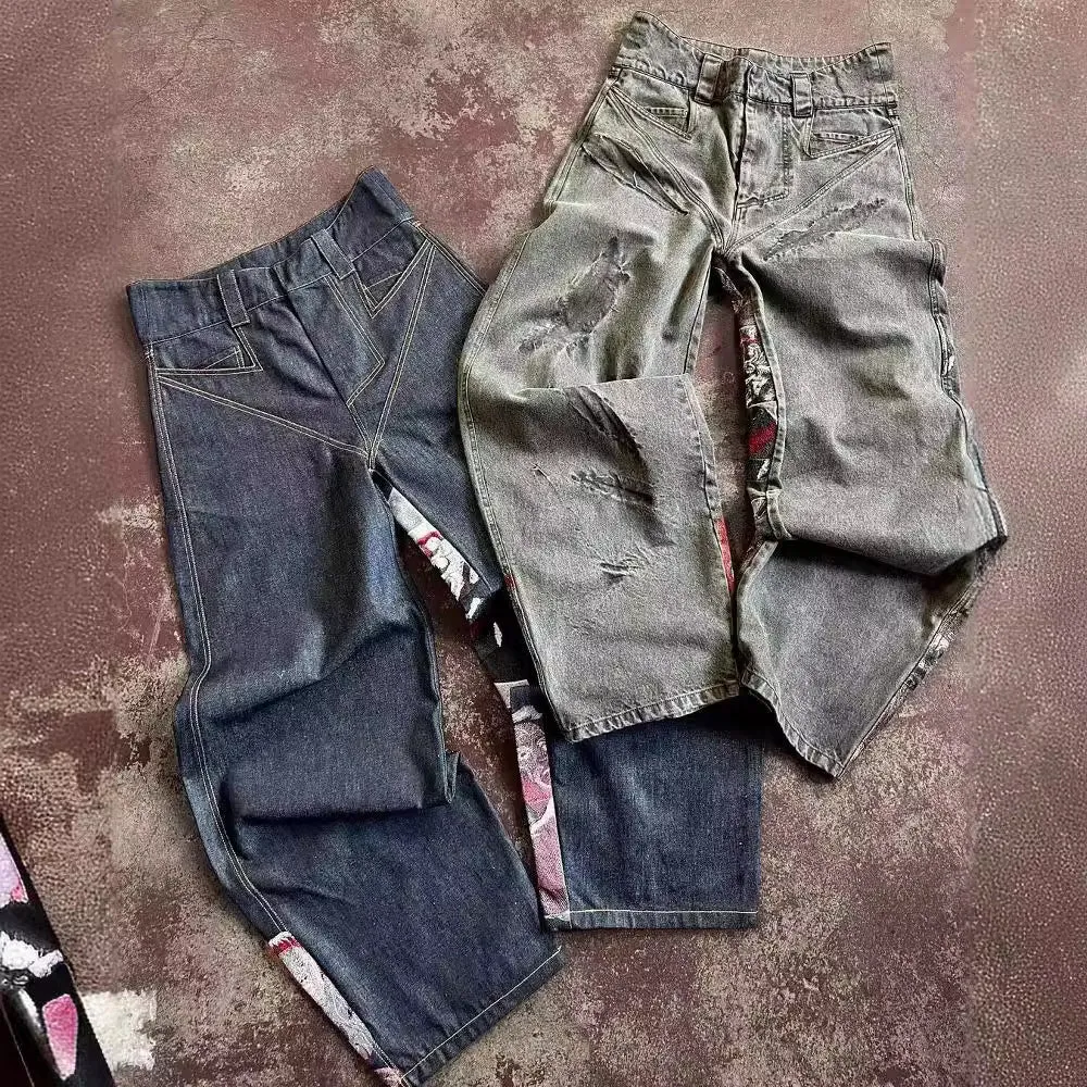 Toleet y2k men's and women's Jeans Streetwear Harajuku Hip Hop Retro Neo-Gothic Loose Jeans