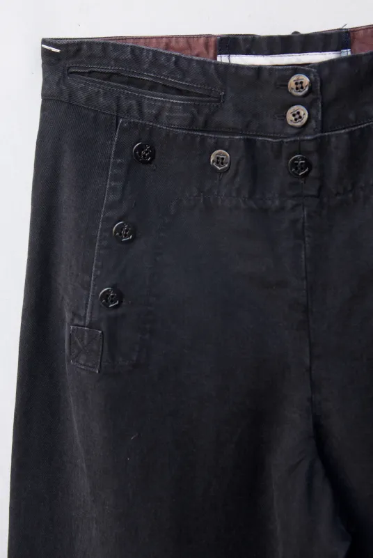 Washed Denim Sailor Pants - Graphite - XS