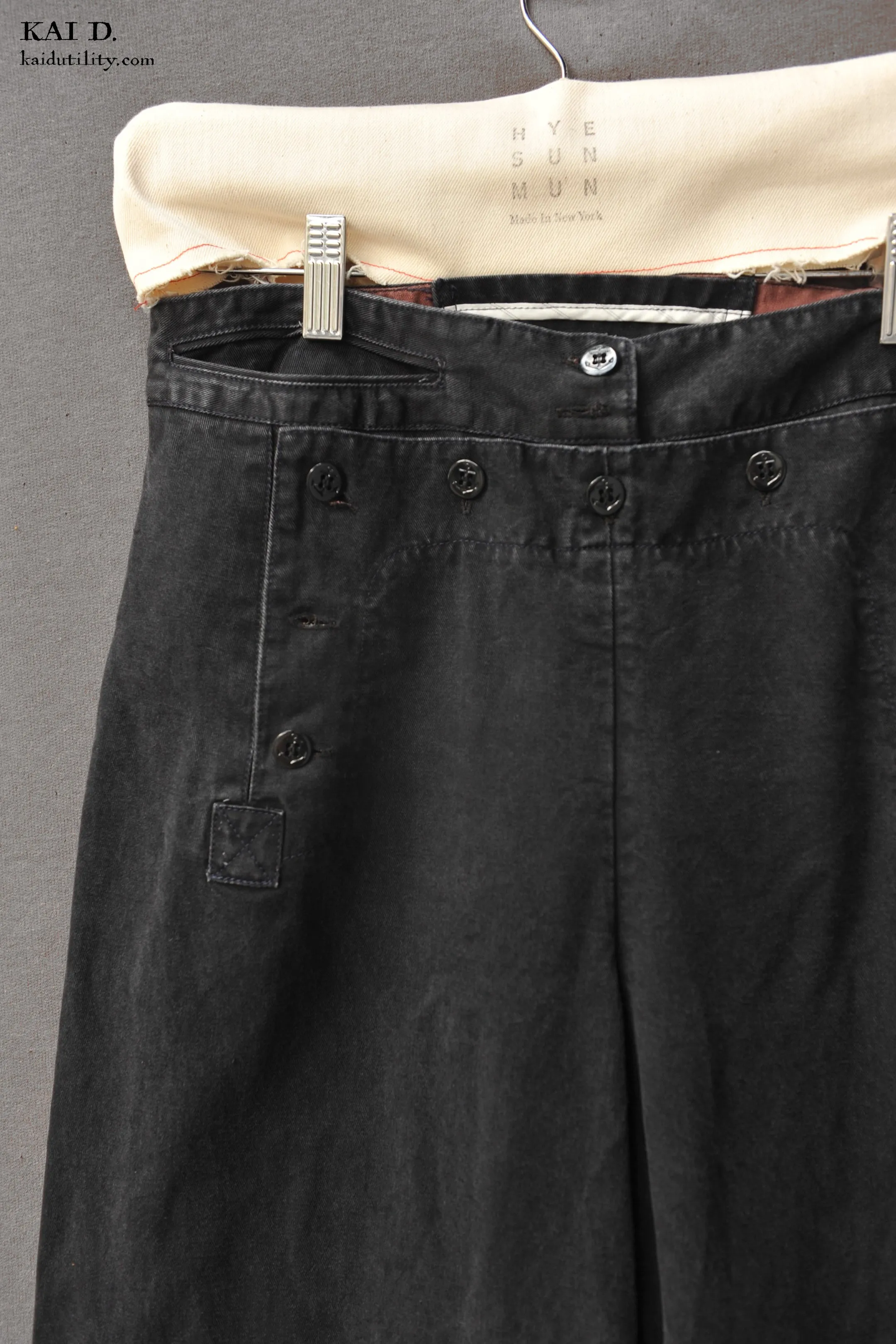 Washed Denim Sailor Pants - Graphite - XS
