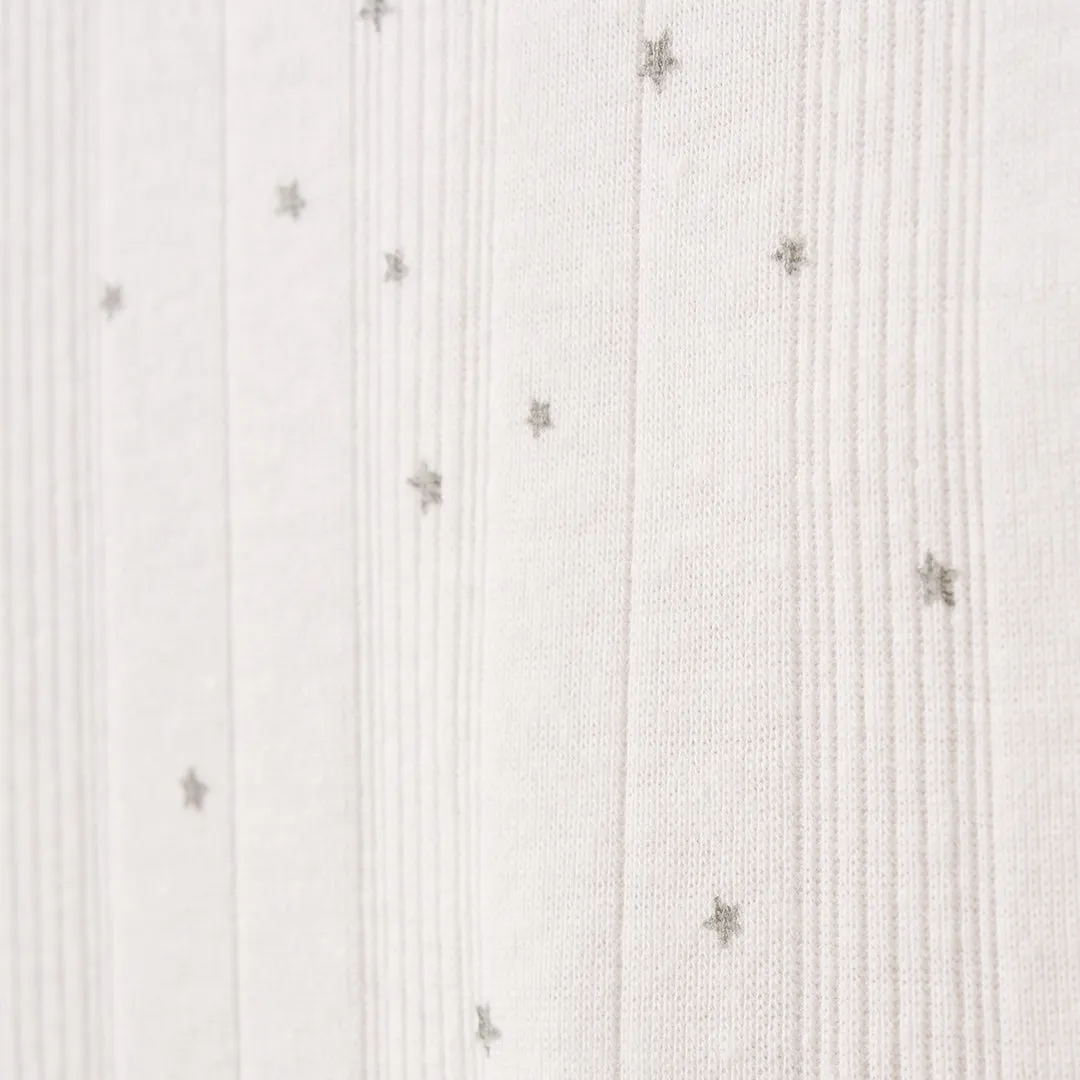 White Celestial Printed Organic Cotton Ribbed Baby Jumpsuit