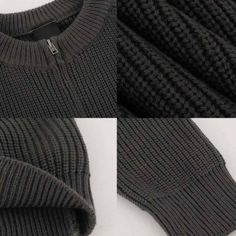 Wiaofellas  -  fall outfits men Winter Men's Light Luxury Knit Zipper Cardigan Sweater O Neck Printed Long Sleeve Casual Streetwear Loose Stylish Knitwear M-2XL