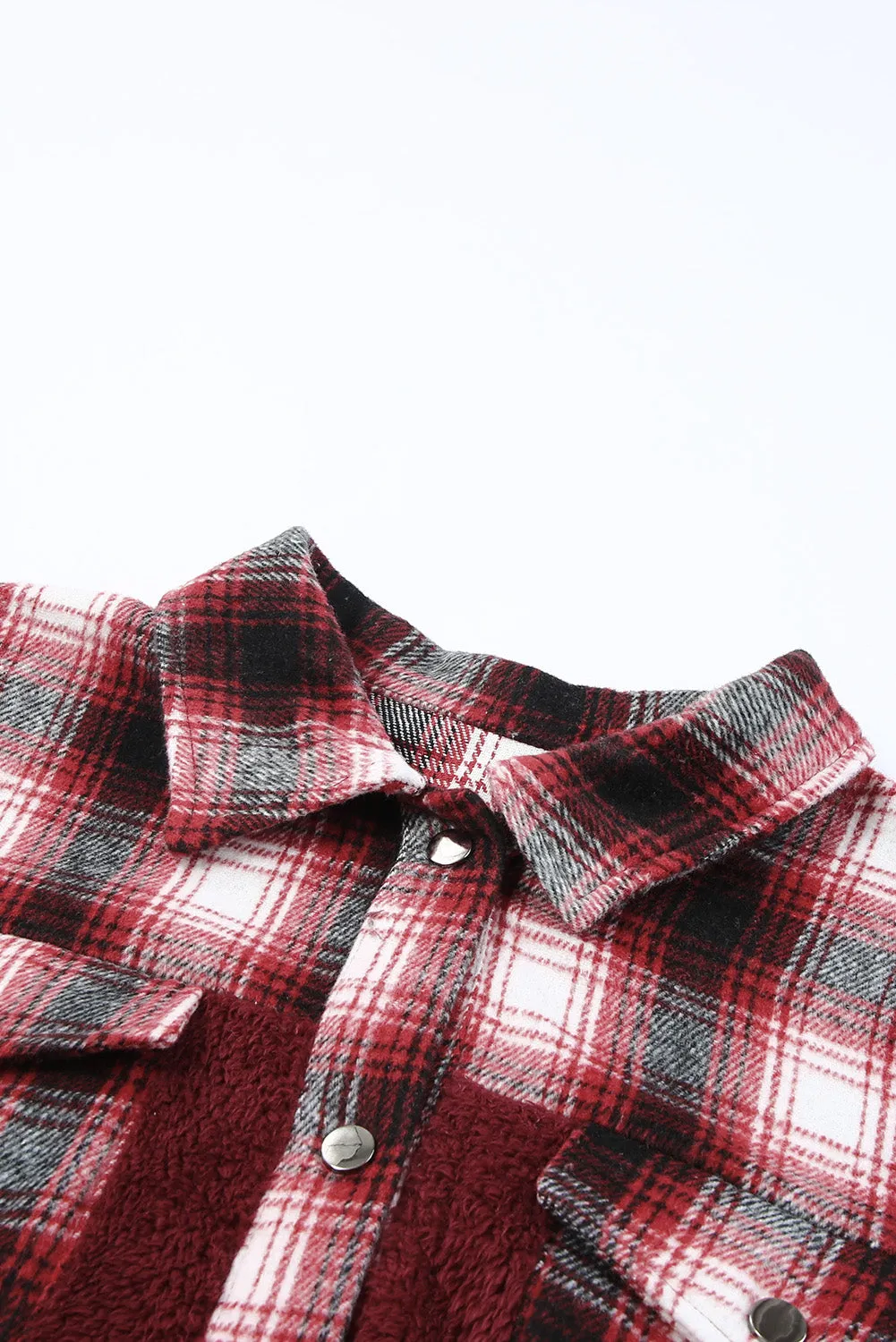 Women's Button Down Pocket Coat Plaid Shacket