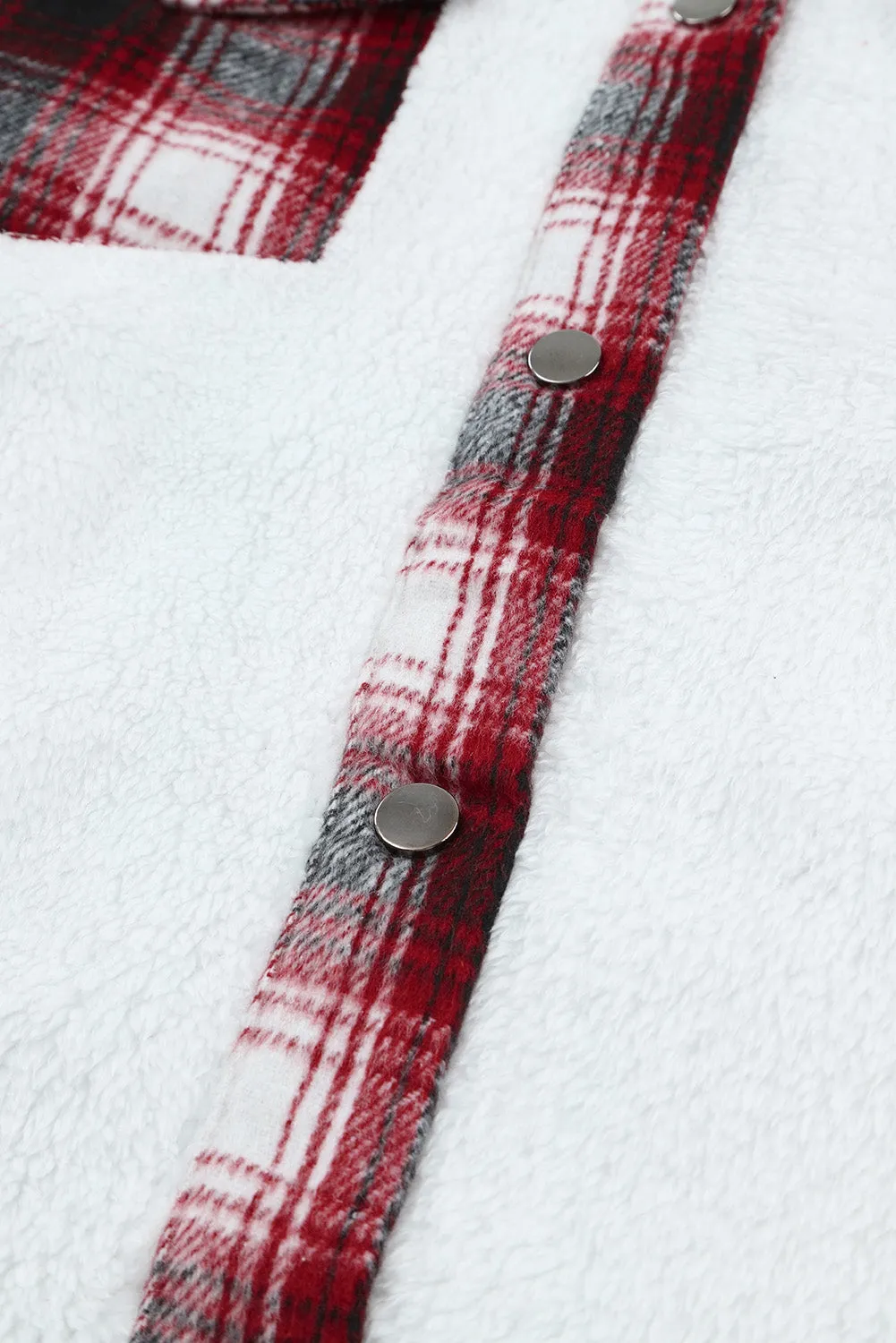 Women's Button Down Pocket Coat Plaid Shacket